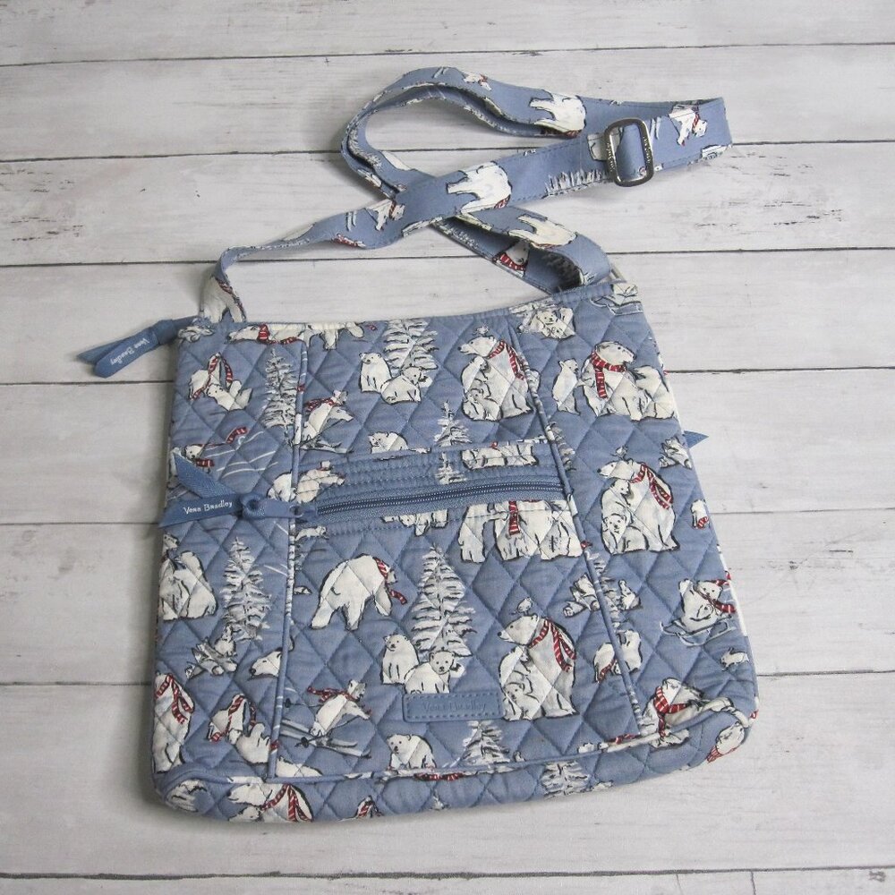 Vera Bradley Women's Crossbody Bag Purse Blue White Polar Bears Limited Edition